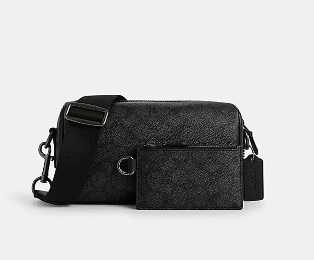 NWT Coach CV762 Axel Crossbody Bag In Signature Canvas Smooth Calf Leather $398